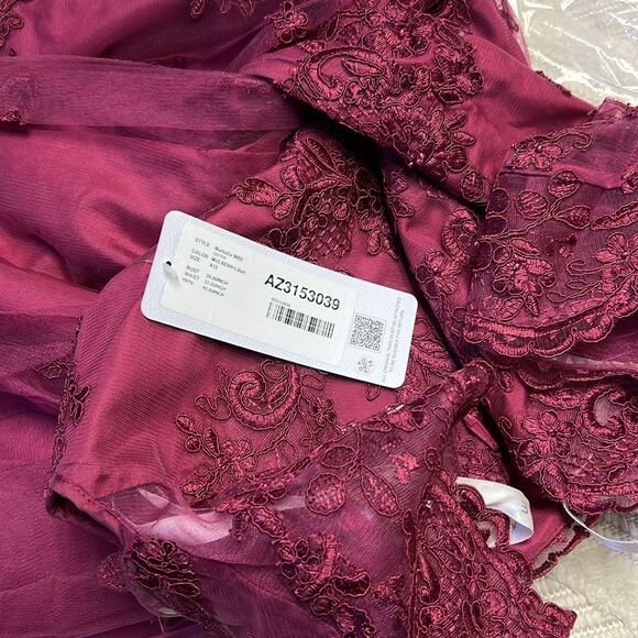 Azazie Burgundy Lace Maxi Dress - Picture 7 of 11